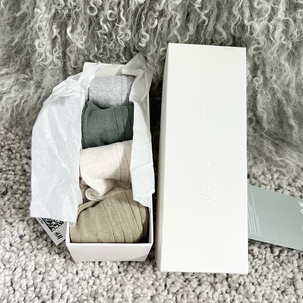 H&M Baby Ribbed Knit Organic Cotton Blend Socks - 4-pairs, Boxed NWT